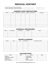 Printable Medical History Form Medical Printables Family Medical Medical History