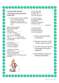 Le mot chanson rapporte 12 points au scrabble. Chanson Pour Travailler Les Sports Francais Fle Fiches Pedagogiques