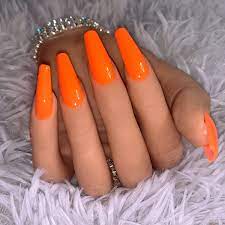 Sun Street Orange Acrylic Nails Colored Acrylic Nails Bright Acrylic Nails