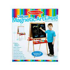 Rated 4.5 out of 5 stars. Melissa Doug Deluxe Magnetic Standing Art Easel With Chalkboard Dry Erase Board And 39 Letter And Number Magnets Target