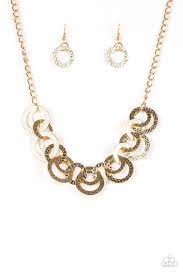 Paparazzi Treasure Tease Gold Connected Ring Necklace Earring Set In 2021 Paparazzi Accessories Matching Earrings Gold