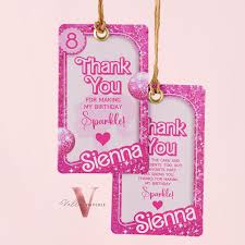 Glam Pink Sparkle Fashion Doll Box Birthday Thankyou Card Disco Ball Pink  Doll Glitter Come