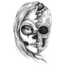 Free download 48 best quality black and grey roses drawing at getdrawings. Black And Gray Half Skull Tattoo Design