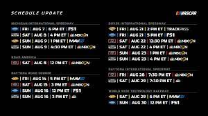 Nascar 2021 schedule with tv(updated pdf). Nascar Announces Next Installment Of 2020 Schedule Including Four Series Racing At Daytona S Road Course Tobychristie Com