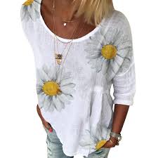 Womens Short Sleeve Loose Blouse Summer Ladies Daisy Floral Print T Shirt Tops Plus Size Walmart Com