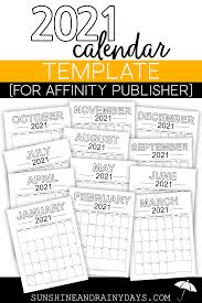 2021 Calendar Template For Affinity Publisher In 2020 Calendar Template 2021 Calendar Publisher Templates