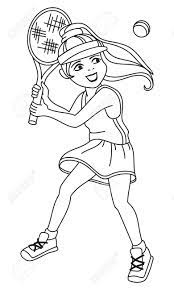 If you want tennis picture for coloring yourself then you need to click on black & white print link. Smiling Little Girl Is Playing Tennis Printable Coloring Page Royalty Free Cliparts Vectors And Stock Illustration Image 125395638