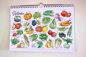 Calendrier Saisonnier Perpetuel A4 Legumes Aux Fruits Etsy Calendar Print Illustration