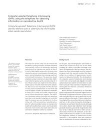 Kegiatan interview ini di lakukan untuk melatih public speaking, team work, etc untuk para peserta calon mpk osis smkn 1 kadipaten ✨. Pdf Computer Assisted Telephone Interviewing Cati Using The Telephone For Obtaining Information On Reproductive Health