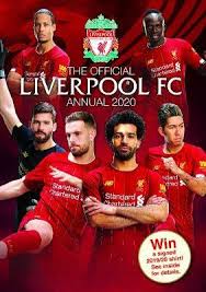 The color of the away kit is navy blue. The Official Liverpool Fc Annual 2020 Grange Communications Ltd 9781913034238