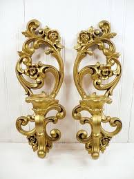 Vintage Homco Wall Sconces Set Of Two Gold Home Decor Candle Holder Wall Decor Vintage Home Decor Candle Holders Wall Decor Candle Wall Sconces Wall Sconces