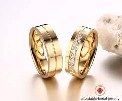 1 50 Ct Diamond Yellow Gold Plated Couple Ring Men Women Lovers Wedding Band Gold Plated Wedding Band Wedding Ring Bands Wedding Ring Designs