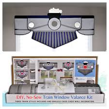 Shop for kids room curtains at bed bath & beyond. Boys Train Valance Curtain No Sew Pattern Craft Kit For Kids Bedroom Window Traceable Designer