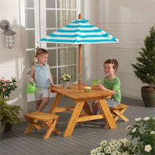 Kidkraft Outdoor Table W Benches Umbrella 00506 Kids Outdoor Furniture Outdoor Patio Set Kids Picnic Table