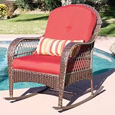 Best Choiceproducts Wicker Rocking Chair Patio Porch Deck Wicker Rocking Chair Wicker Patio Furniture Cushions Deck Furniture