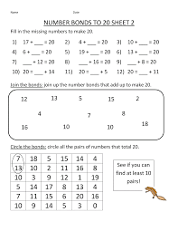 Math Number Worksheets Number Bonds To 20 Number Bonds To 100 Number Bonds
