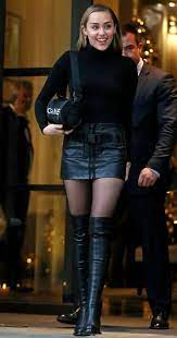 Over The Knee Boots Outfit With Black Leather Mini Skirt Over The Knee Boot Outfit Black Knee High Boots Outfit Black Leather Mini Skirt