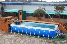 They also maximize available yard space. Deck Ideas For Intex Above Ground Pools Decking For Swimming Pools How To Build A Deck Around An Intex Pool Portable Pools Pool Deck Plans Rectangular Pool