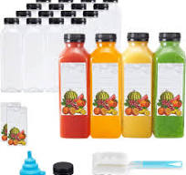 JumblWare 16 fl oz. Clear Plastic Juice Bottles with Caps ...