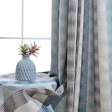 8 oeillets ronds en métal posés sur une bande de renfort. Rideau Tamisant En Polyester Lin Jacquard Motif Geometrique Pour Chambre A Coucher