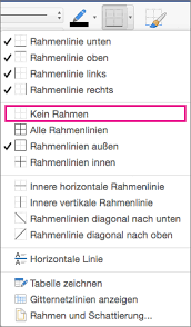 Wechseln sie auf die registerkarte. Entfernen Der Rander Einer Tabelle In Word 2016 Fur Mac Word Fur Mac