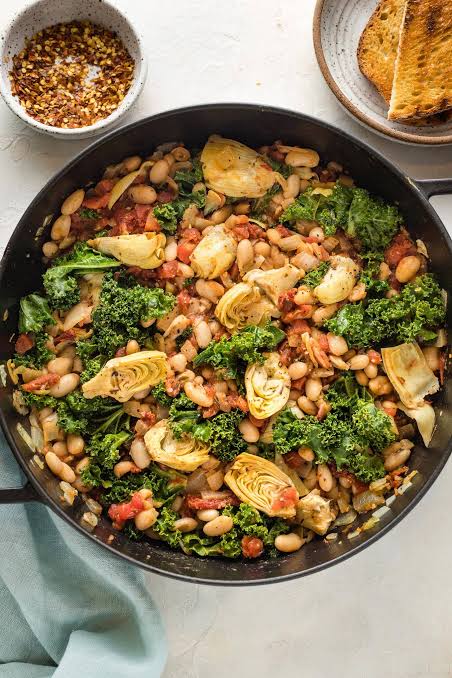 Quick Tuscan White Bean & Kale Skillet, AI generated