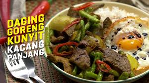 Negeri sembilan dengan kepedasan tidak dapat dipisahkan lagi. Resepi Daging Goreng Kunyit Kacang Panjang Stir Fried Beef Long Beans Recipe Seismik Makan Youtube