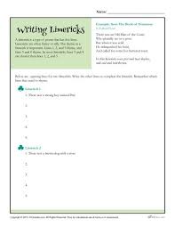 Writing Limericks Poetry Worksheet
