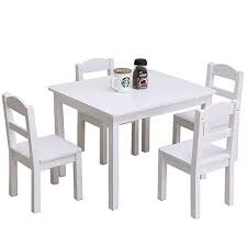 Amazon Com Thxbyebye Playroom Set Cartoon Art Inspired Kids Wooden Table 4 Chairs Indoor Kids Wooden Table Wooden Table And Chairs Kids Table And Chairs