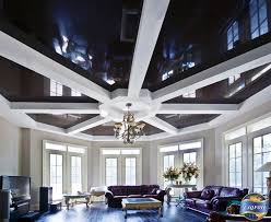 Magnificent Black And White Ceiling With White Moulding And Black High Gloss Stretch Ceiling By Laqfoil Coffered Ceiling Waffle Ceiling Ceiling Design