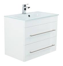 Changing the bathroom sink or vanity is an easy way to update your bathroom. Bathroom Furniture Vitro 750 With Glass Basin Vanity Unit White High Gloss Vanity Units With Single Wash Basins Bathroom Furniture Emotion 24 Co Uk