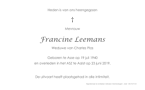 De reclameslogan van haar zaak lenen bij mevrouw. Https Www Begrafenissen Verbeiren Be Media K2 Attachments Francine Leemans Intim Pdf