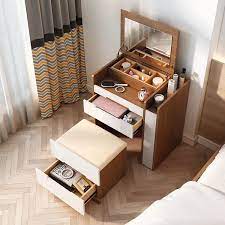 Made of thick solid mdf, this vanity table set is sturdy and durable enough to serve you a long time. Modern Dressing Table With Mirror Multifunctional Makeup Vanity Set Drawers Stool Included