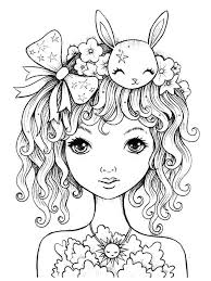 Free printable coloring pages featuring cute animals, kawaii fruits and vegetables, and more. Cute Girl With A Bow Coloring Page Free Printable Coloring Pages For Kids