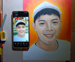 Commission portrait with colored pencil