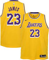 Shop los angeles lakers jerseys in official swingman and lakers city edition styles at fansedge. Nike Youth Los Angeles Lakers Lebron James Dri Fit Gold Swingman Jersey Dick S Sporting Goods