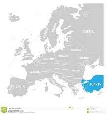 História, os países e capitais da europa oriental e ocidental, a economia, a o curioso é que há três países nessa divisão. Turquia Marcou Pelo Azul No Mapa Politico Cinzento De Europa Ilustracao Do Vetor Ilustracao Do Vetor Ilustracao De Texto Etiquetar 104702111