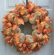 Traditional fall home décor such as wreaths, garlands, and floral arrangements add warmth and color to your home. Fall Pumpkin Deco Mesh Burlap Wreath Fall Wreath Harvest Wreath Autumn Wreath Thanksgiving Wreath P Diy Fall Wreath Fall Deco Mesh Wreath Creative Wreaths