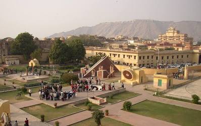 Ancient astronomical instruments at Jantar Mantar, AI generated