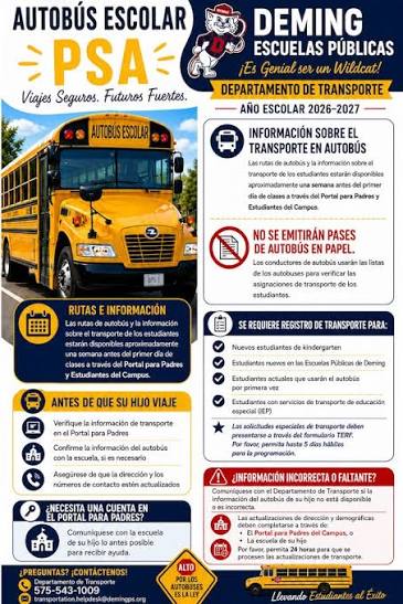 🚌 School Bus PSA | Get Ready for the First Day of School! 🍎⠀ ⠀ The first day of school is almost here, and Deming Public Schools Transportation is getting ready to
