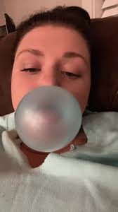 Angie Blowing Gum Bubbles