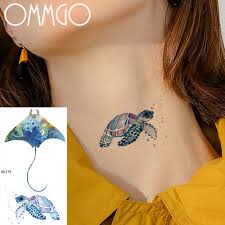 Are you sold on the idea of a watercolor tattoo? Ommgo Watercolor Tattoo Sticker Turtle Devil Fish Marine Temporary Tattoos For Women Children Cartoon Fake Tatoos Body Art Kids Buy At The Price Of 0 43 In Aliexpress Com Imall Com