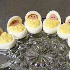 Newborn Babies Deviled Eggs Baby Shower Recipe 3 9 5 Recipe Eggs For Baby Baby Boy Shower Baby Shower Fun