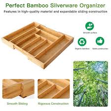 Ybm home bamboo kitchen drawer organizer and divider. Bamboo Expandable Drawer Organizer For Utensils Holder Adjustable Cutlery Tray Wood Drawer Dividers Organizer For Silverware Flatware Knives In Kitchen Bedroom Living Room By Pipishell Pricepulse