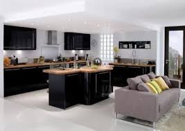 Organisation Cuisine Noir Laque Plan De Travail Bois Photo Deco Cuisine Noire Et Bois Cuisine Noire Cuisine Noir Laque