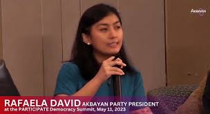 Akbayan Party President Rafaela David at the PARTICIPATE Democracy Summit