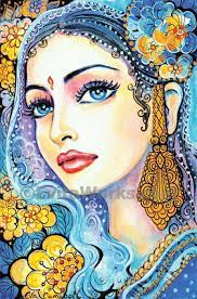 Beautiful Indian Woman Painting Indian Decor Feminine Beauty Indian Bride Art Print Affordable Art Gifts Artpr Indian Women Painting India Art Beauty Paintings