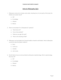You can print them out and use them as a … Intro To Philosophy Quiz