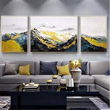Small decor is anything between 18 to 24 inches long. 3 Pieces Framed Abstract Mountains Painting Canvas Wall Art Etsy Living Room Art Living Room Canvas Wall Art Living Room
