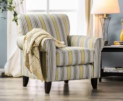 Smaller comfy chair, fits perfectly and easy to put together. Wilkie Accent Chair Sm8311 Ch In Yellow Gray Striped Fabric